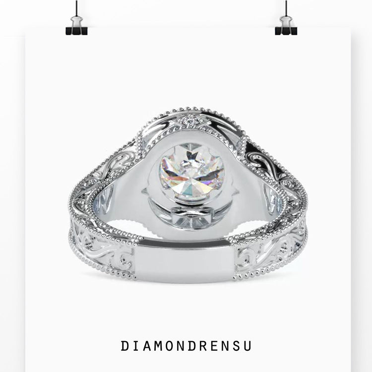 Custom design engagement ring with split shank band.
