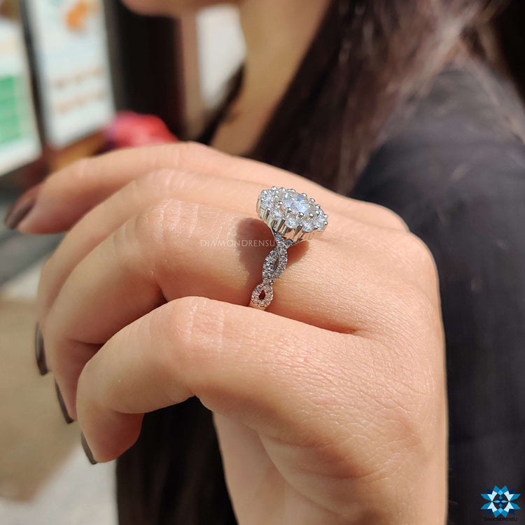Handmade moissanite engagement ring.
