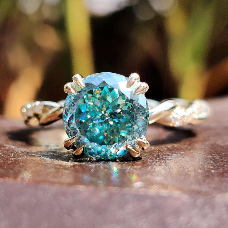 Portuguese cut moissanite ring.
