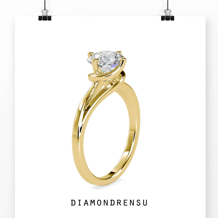 Lab grown diamond engagement ring in bypass setting, UK made.
