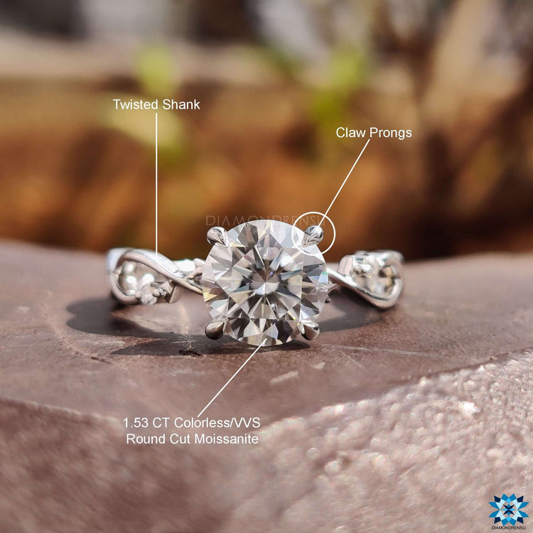 Prong set round cut engagement ring.

