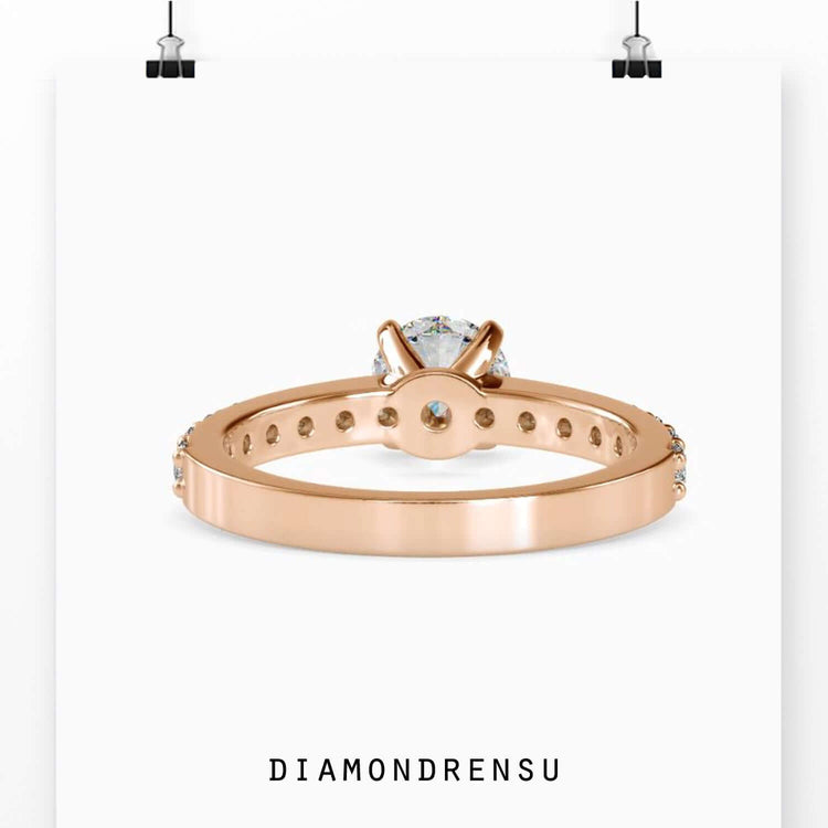 Simple diamond ring with round cut and clean band style.
