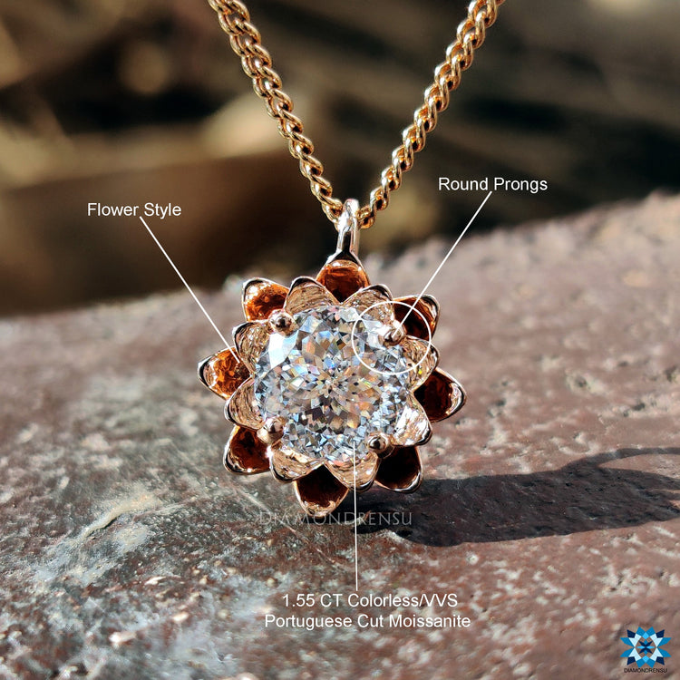 moissanite flower style pendant