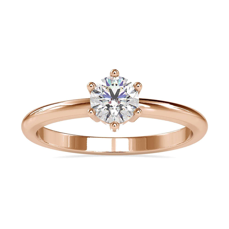 Handmade ring with round diamond and six prong mount.
