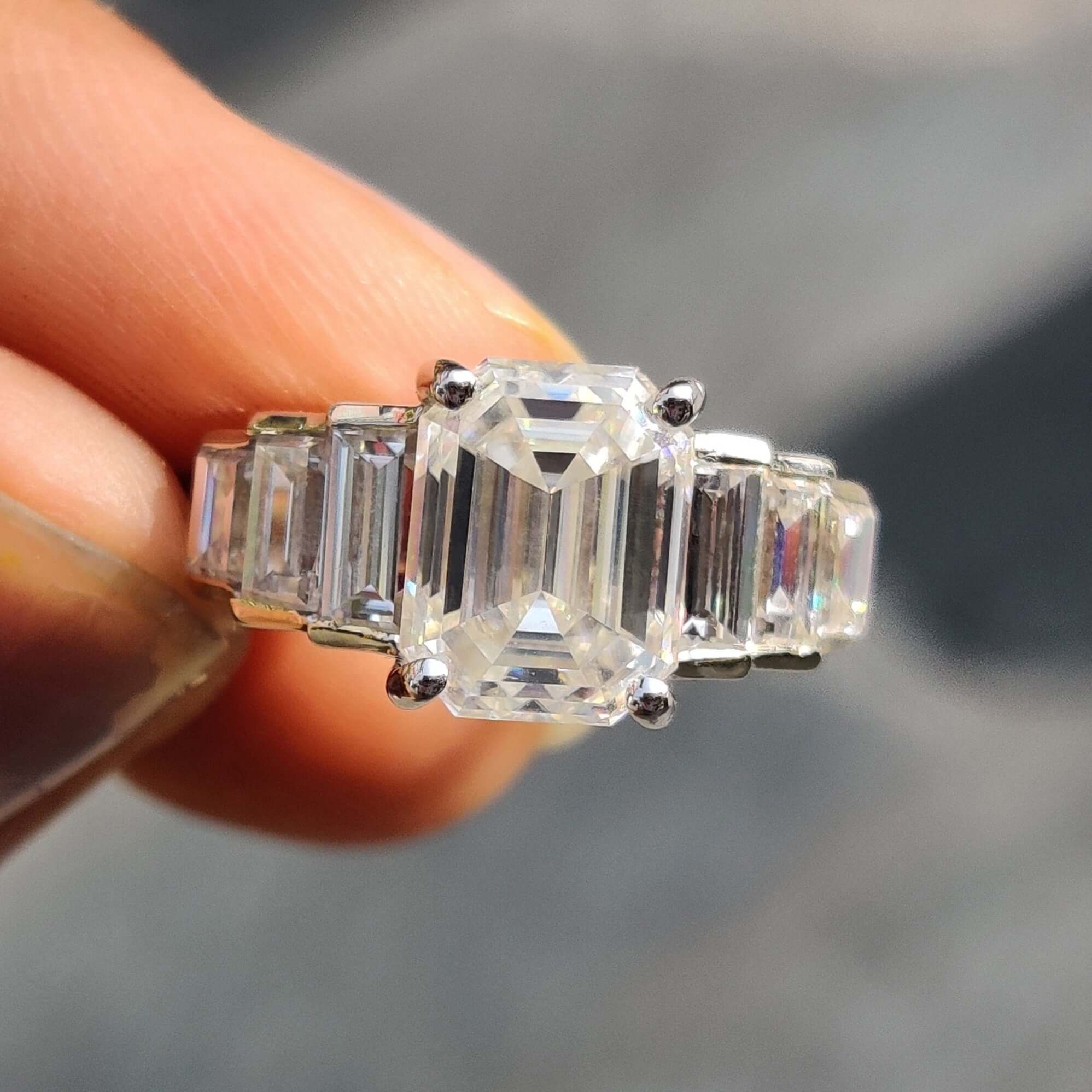 Emerald Cut Engagement Ring in classic design.