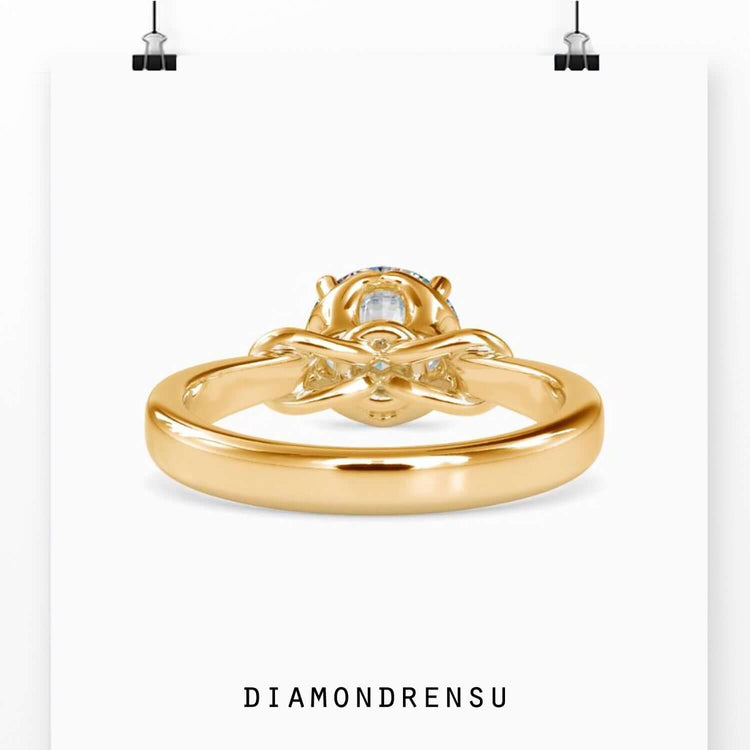 Yellow gold diamond ring with solitaire design and custom touch.
