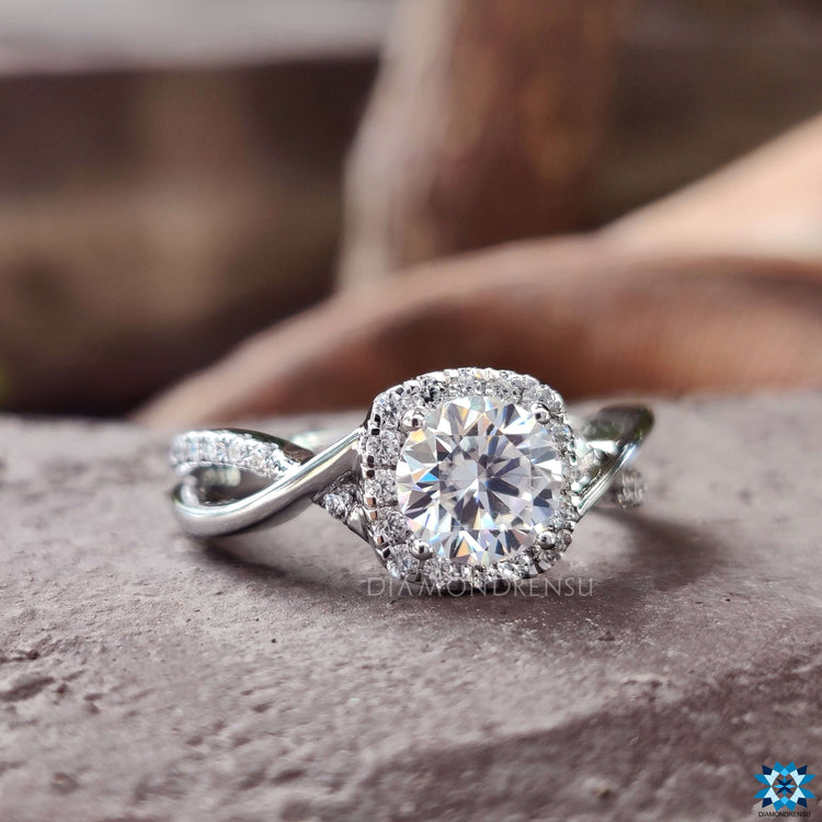 Halo engagement ring 4 prong ring
