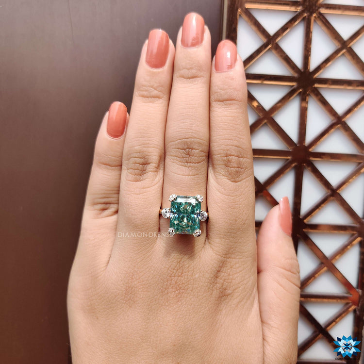 Handmade vintage style moissanite ring with prong setting.
