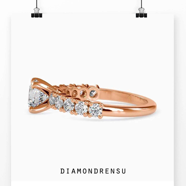 IGI certified engagement ring with round pave diamond design.
