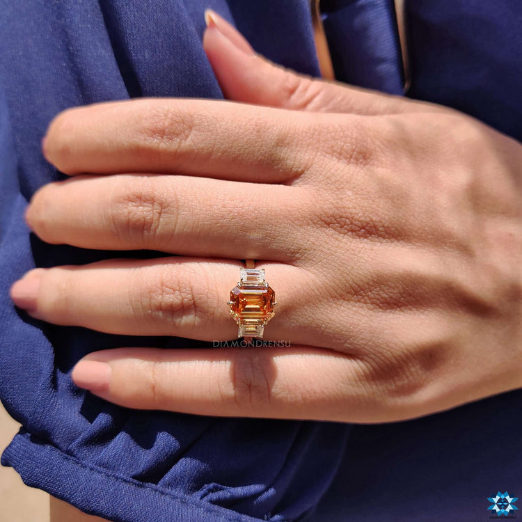 Moissanite ring with classic prong setting.
