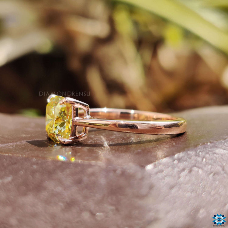 Solitaire setting ring with cushion cut center stone.
