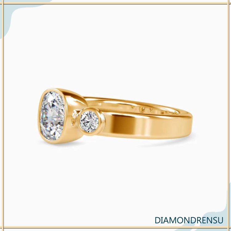 UK diamond ring with IGI certified three stone layout.
