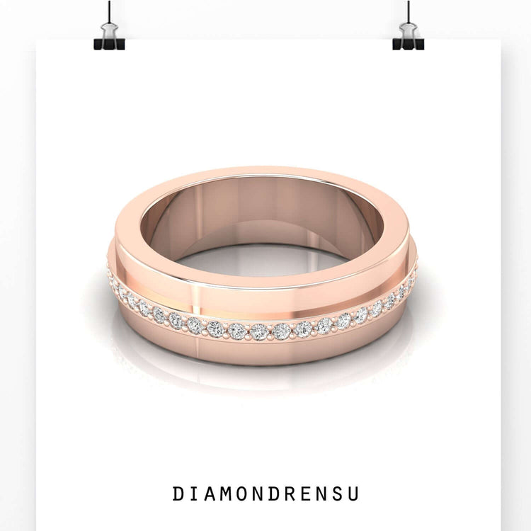 Custom mens eternity band in yellow gold finish.
