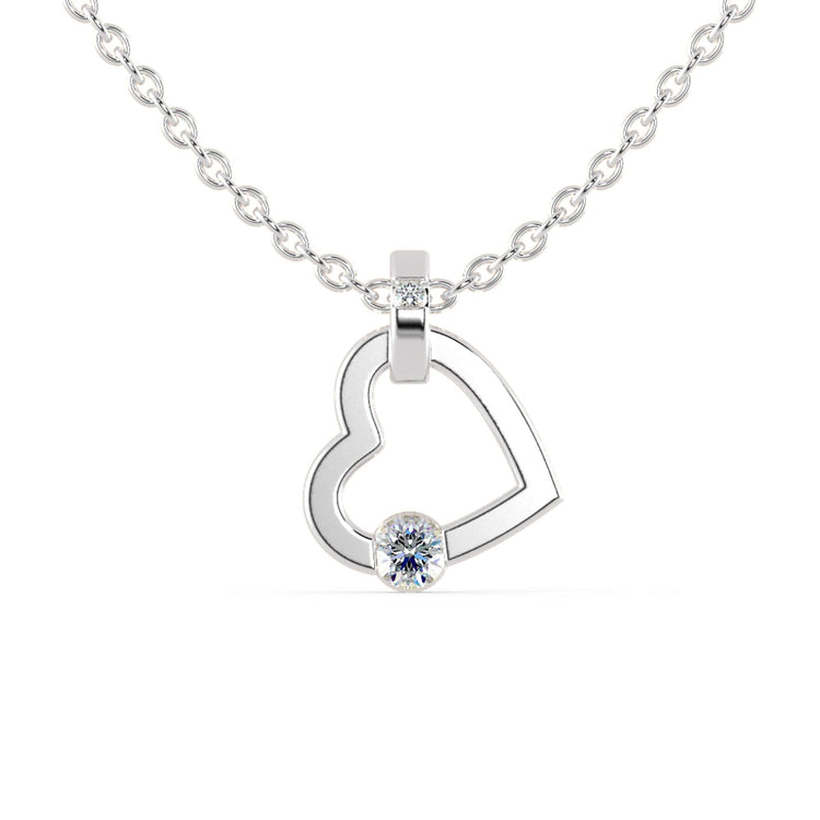 Rose gold pendant with heart design and lab grown diamond.
