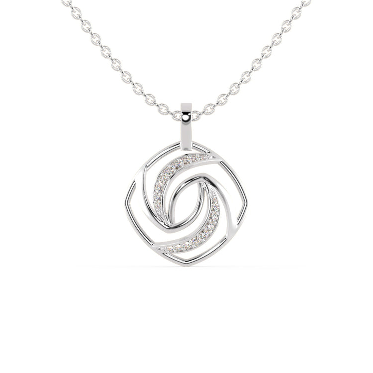 Diamondrensu UK handmade spiral pendant in gold and white gold.
