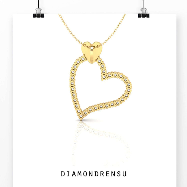 Lab Grown Diamond pendant in elegant double heart design.
