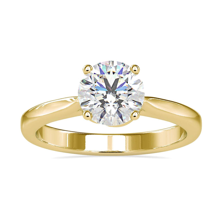 Yellow diamond ring in round prong style, handmade in the UK.
