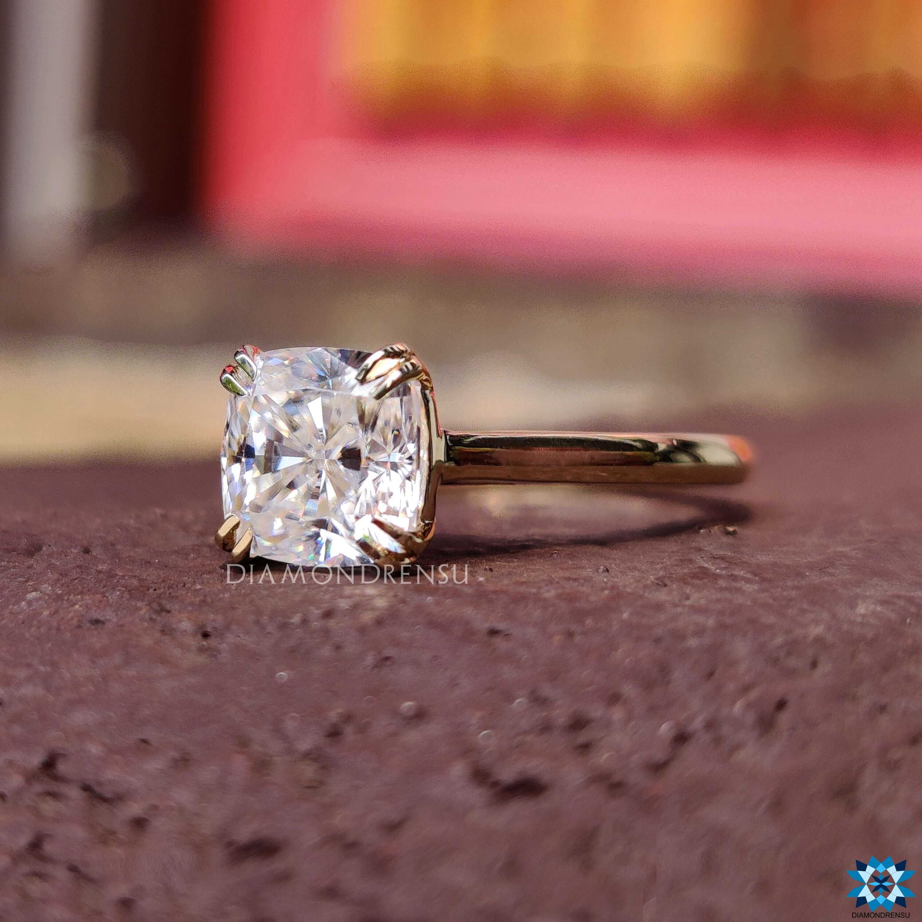 Solitaire Ring Featuring Moissanite Gemstone.