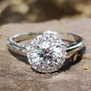 Halo Engagement Ring with a stunning moissanite halo ring design.