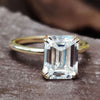 Solitaire Engagement Ring Emerald Cut Moissanite Ring Double Prong Setting
