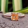 Orange engagement ring solitaire engagement ring radiant engagement ring 4 Prong Set radiant cut moissanite ring