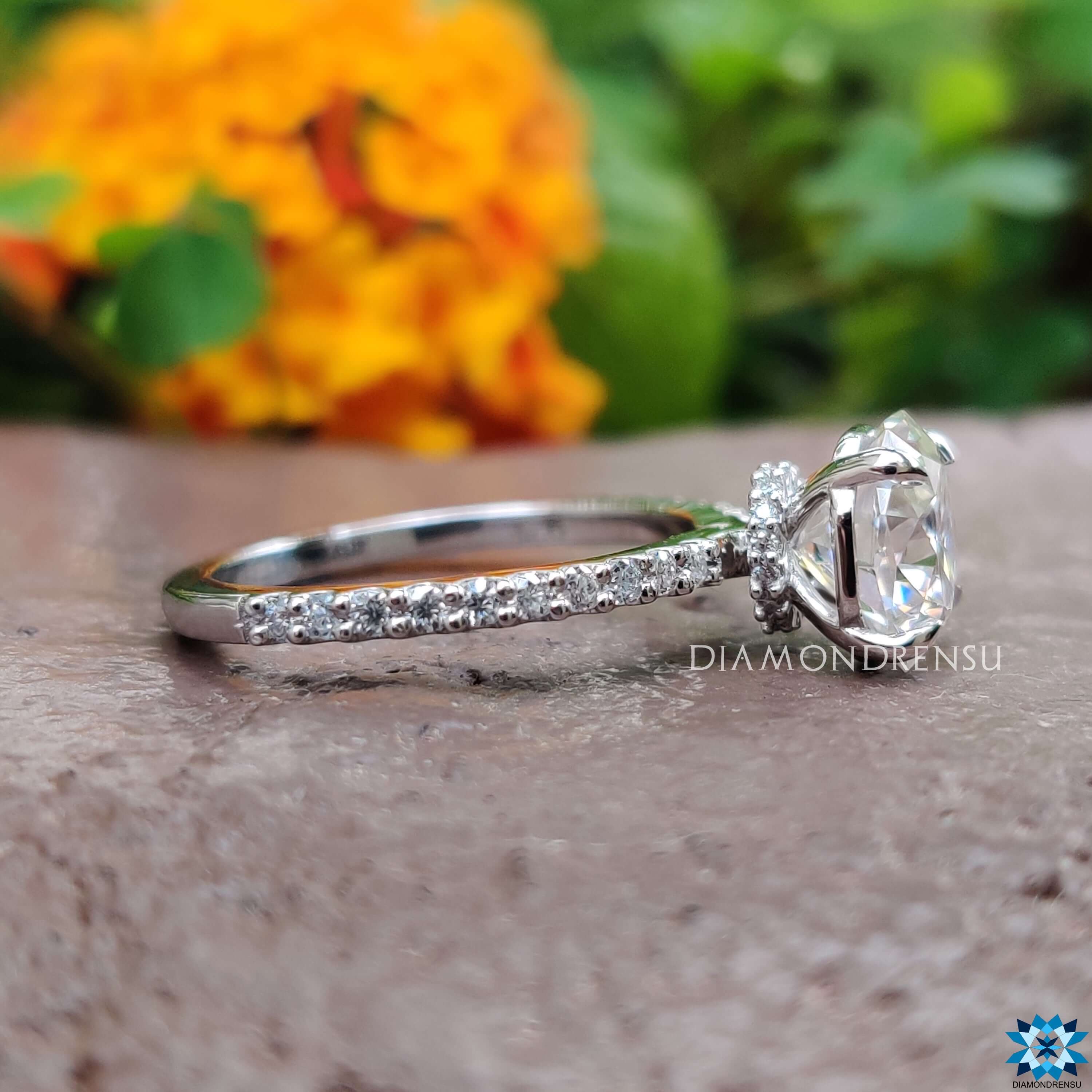 1.83 TCW Octagon Cut Hidden Halo Pave Set Moissanite Wedding Ring