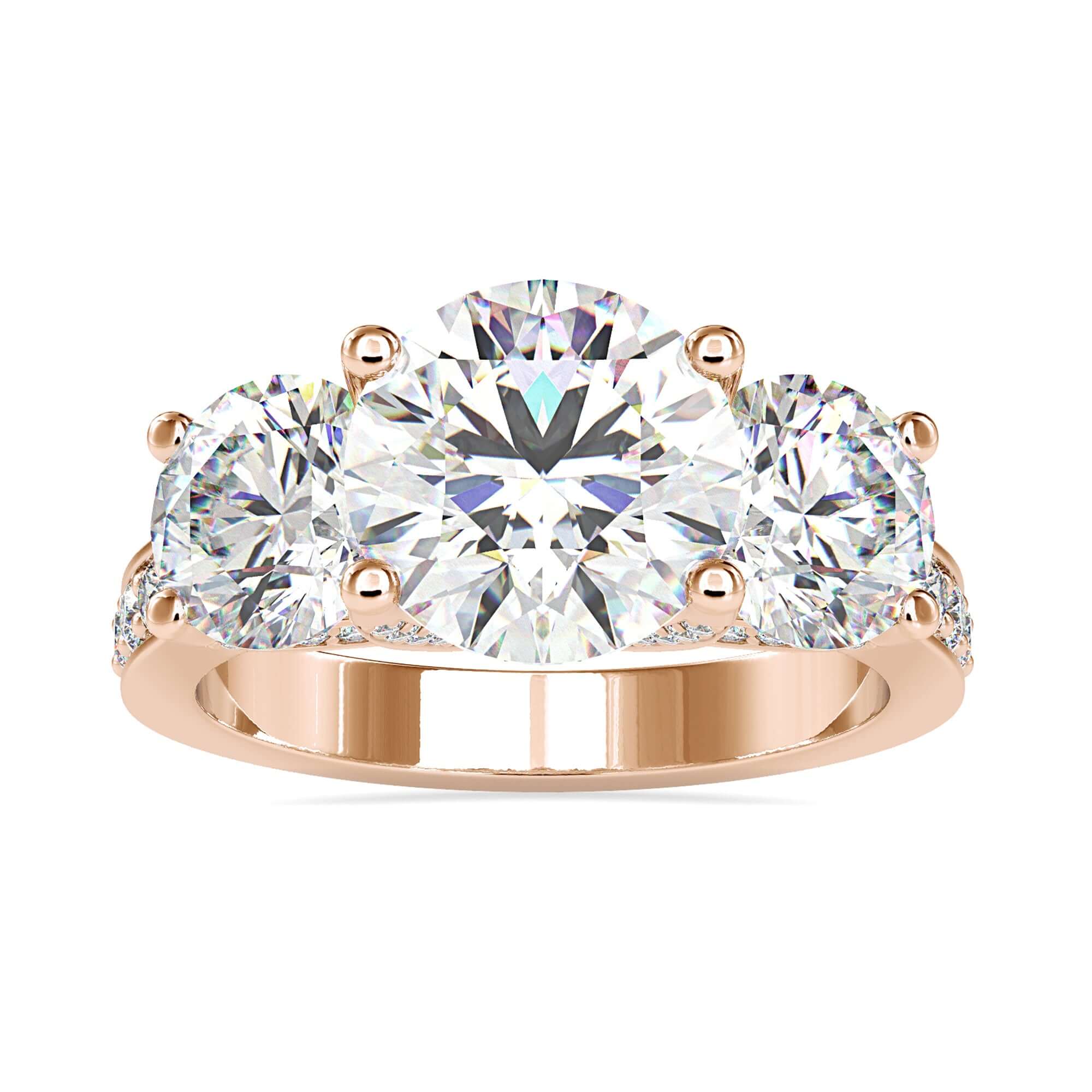 Round brilliant diamond ring featuring a beautiful pave setting.
