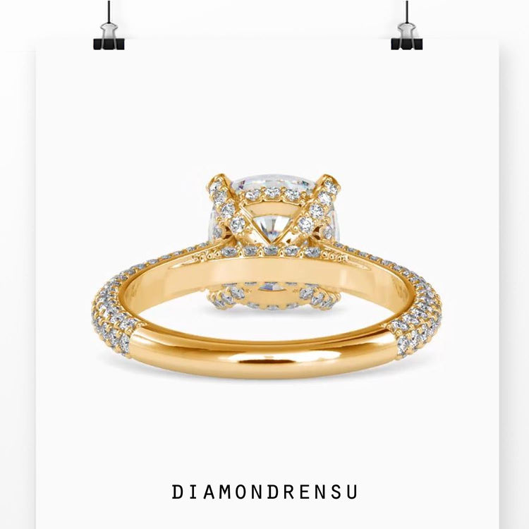 UK diamond ring with round cut pave band.
