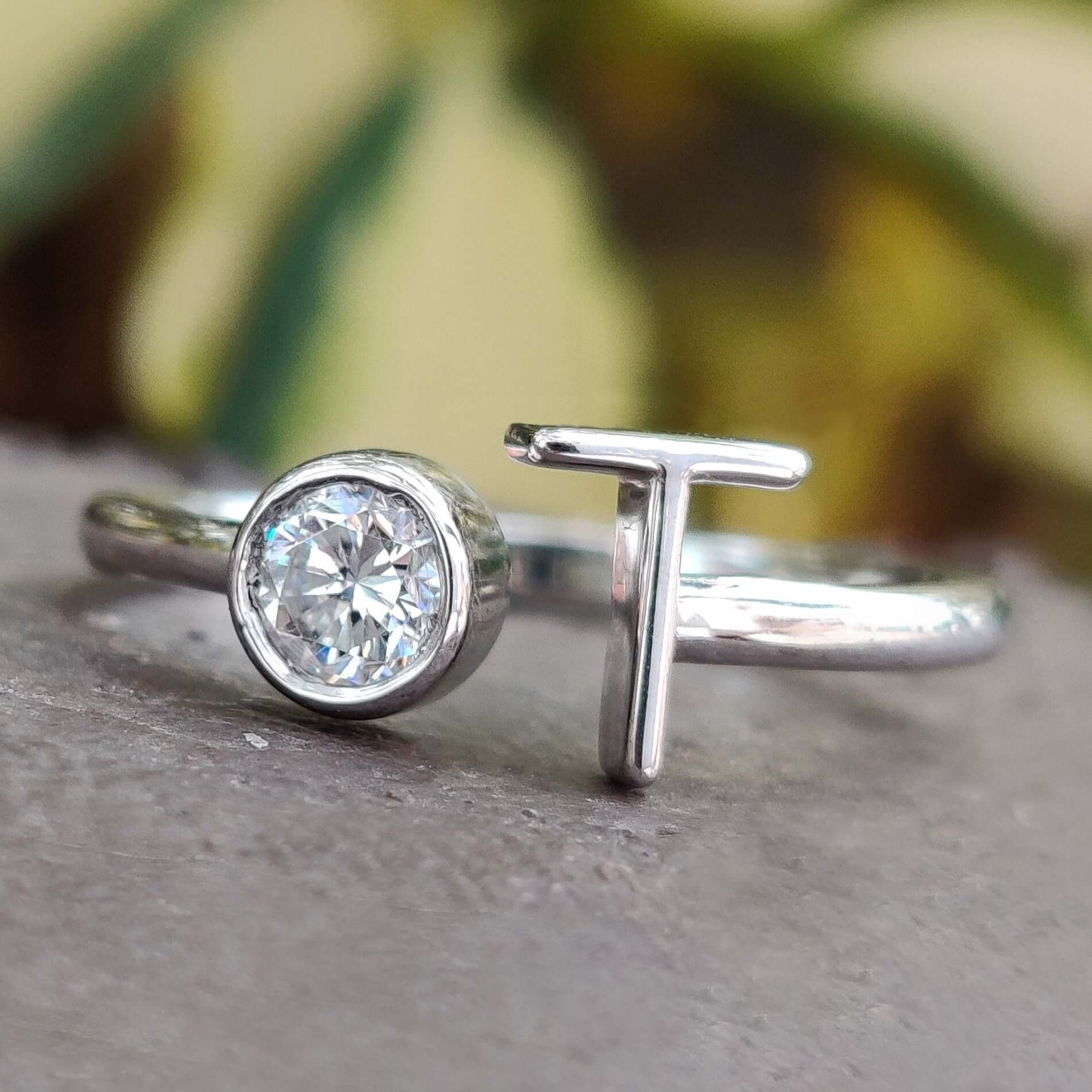 Personalised Engagement Ring featuring a stunning personalised moissanite ring design.