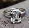 Emerald Cut Moissanite Ring with a stunning moissanite solitaire ring design.