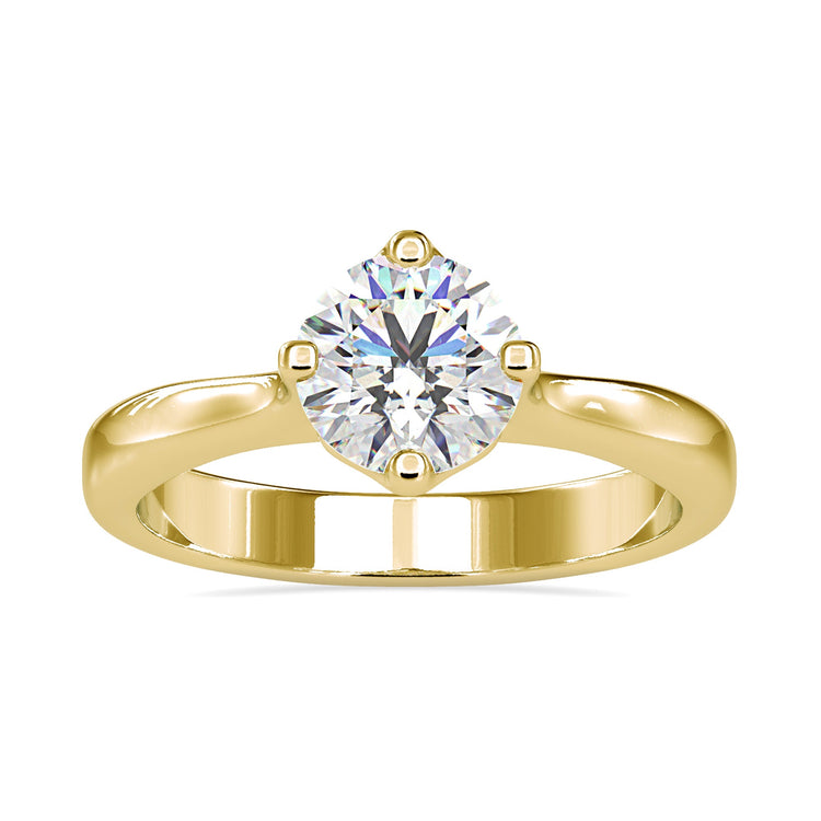 Custom design ring in rose gold with solitaire round diamond.
