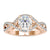 Round diamond engagement ring with a 2 carat round diamond in a twisted solitaire design.
