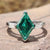 Three Stone Engagement Ring Lozenge Dark Green
