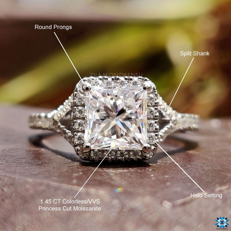 Buy moissanite halo engagement ring.