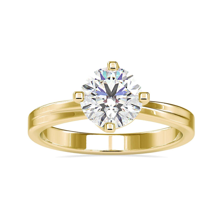Simple solitaire ring with round cut diamond and 4 prong design.
