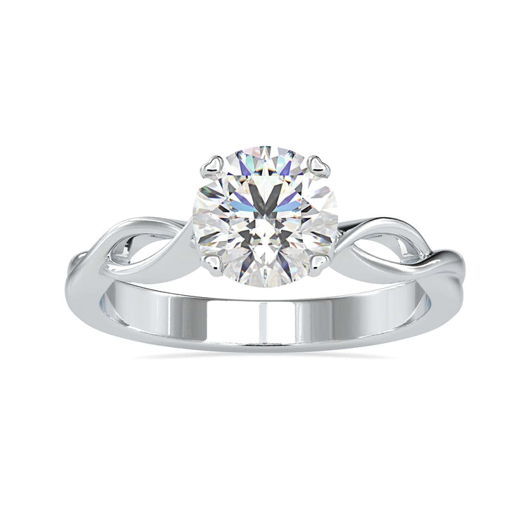 Handmade twist engagement ring with lab grown diamond.
