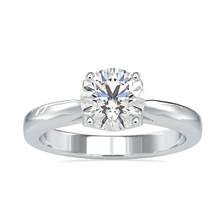Simple diamond ring in white gold, lab grown and custom made.
