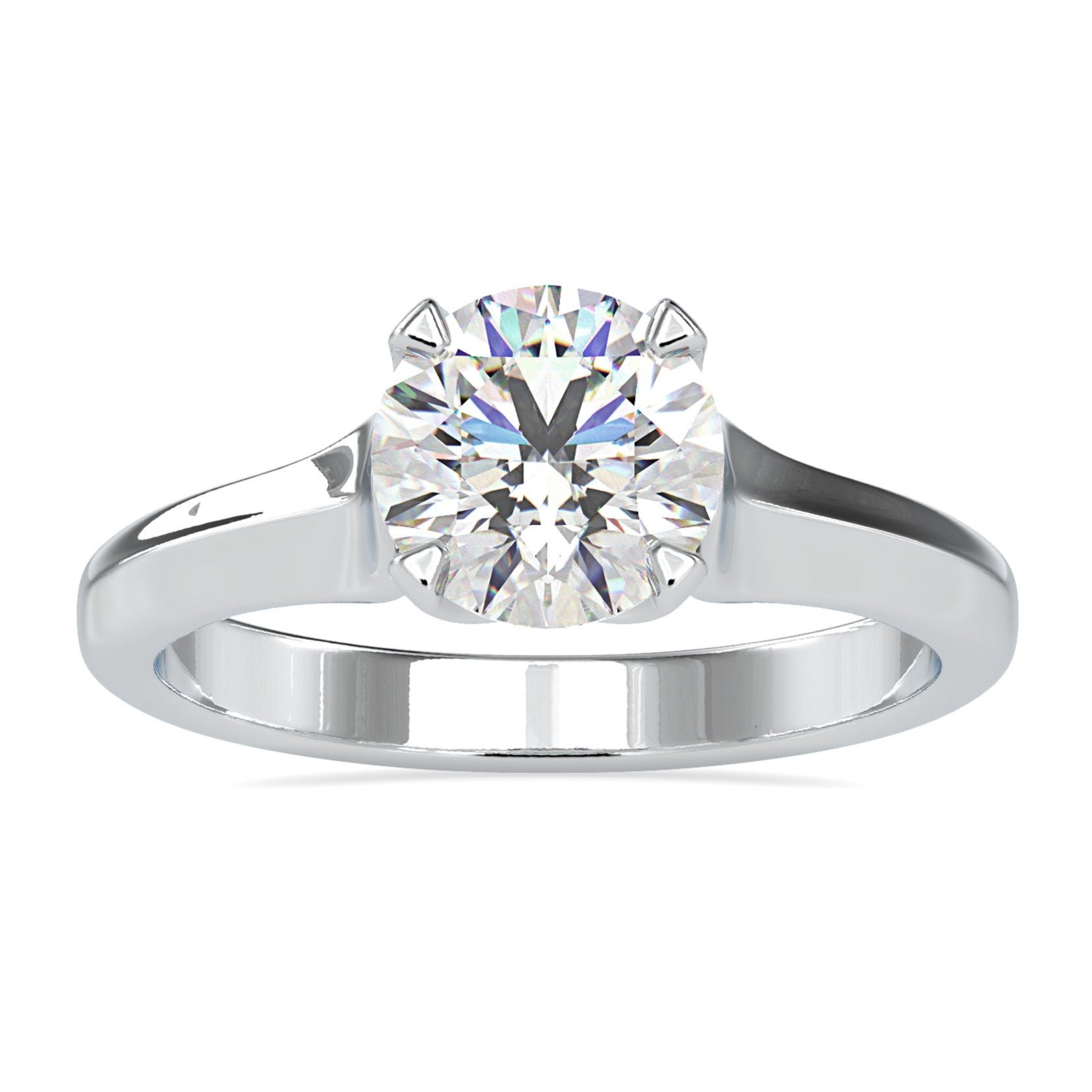 Round diamond engagement ring with a classic solitaire setting.
