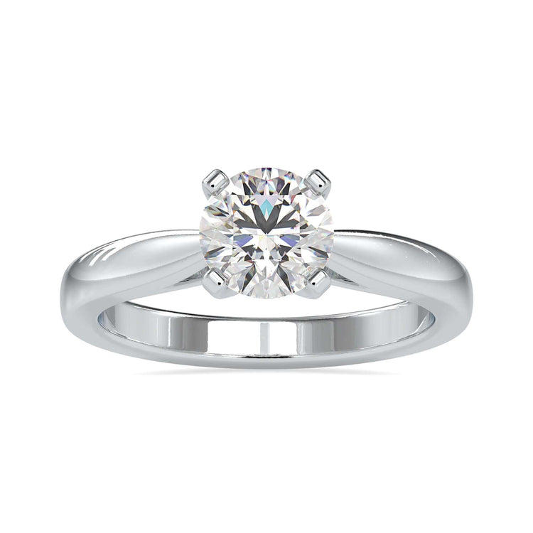 Buy diamond ring with round brilliant cut in 4 prong style.

