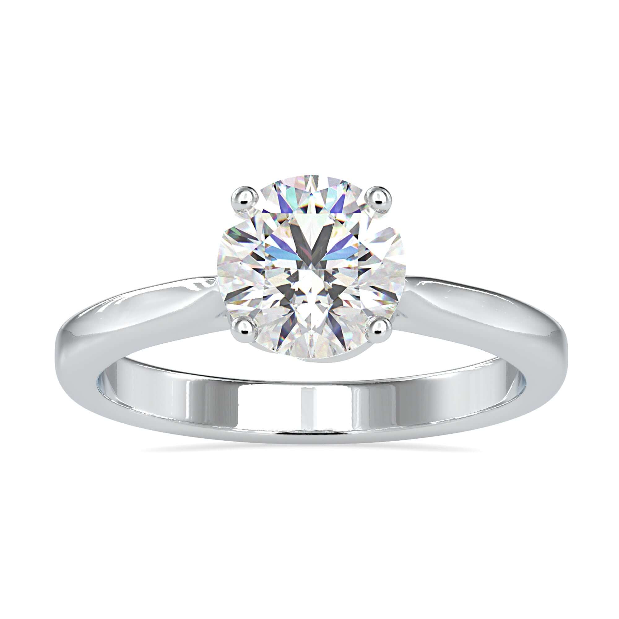 Exquisite solitaire round engagement ring featuring a twisted basket and lab grown diamond.