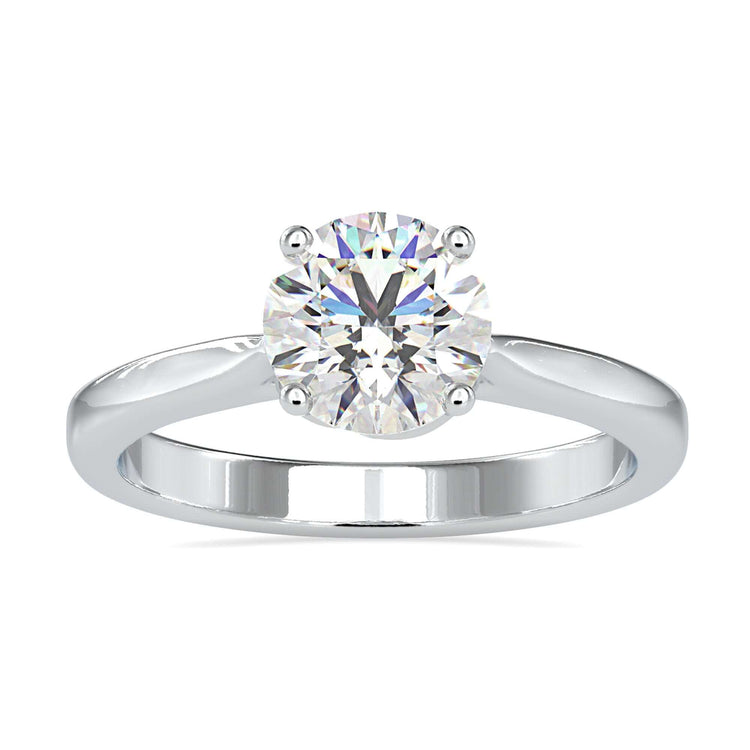 Round cut solitaire ring with lab grown diamond, UK crafted.
