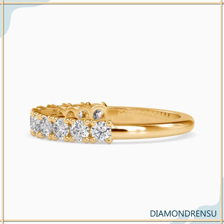 Buy UK diamond wedding band in gold with handmade detail.
