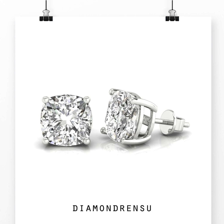 Gold diamond earrings with lab created stones.
