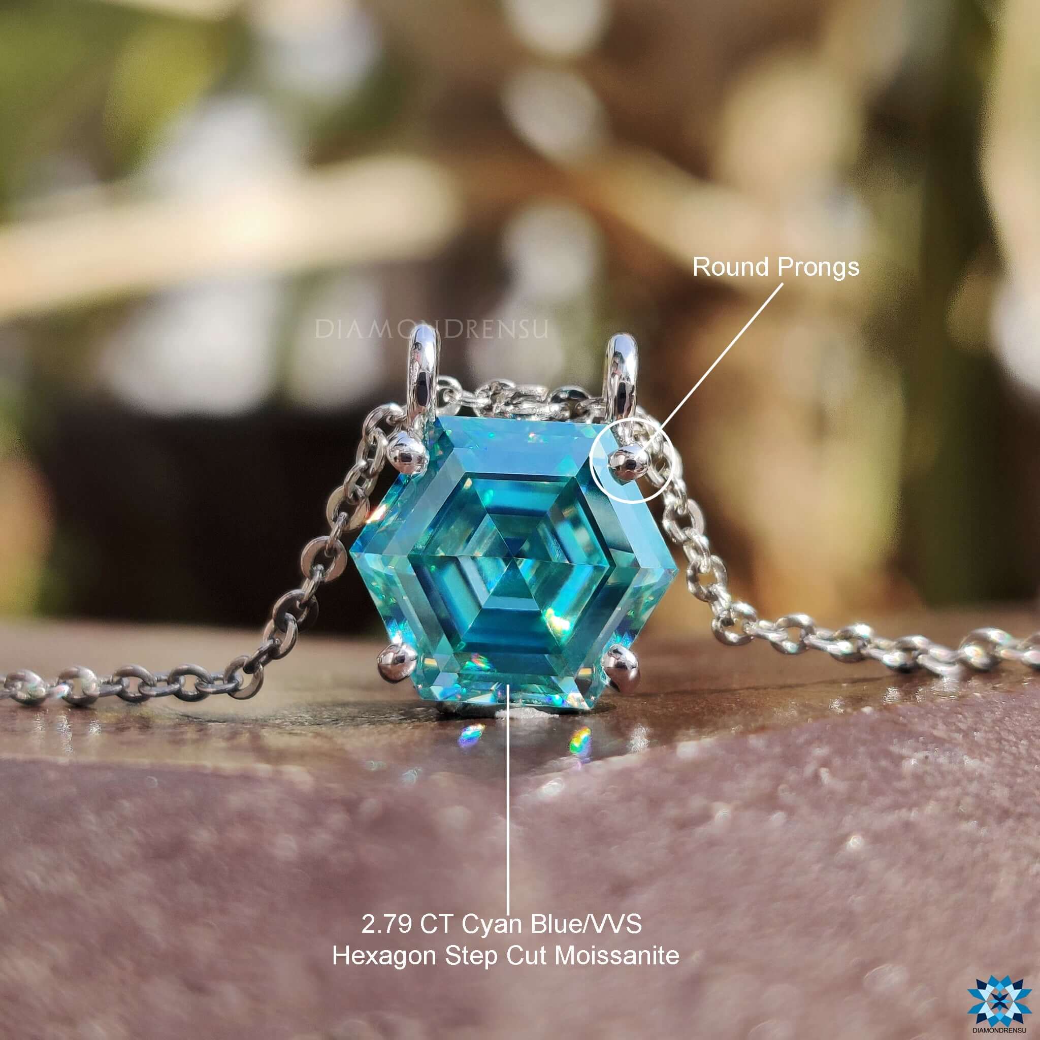 moissanite hexagon pendant