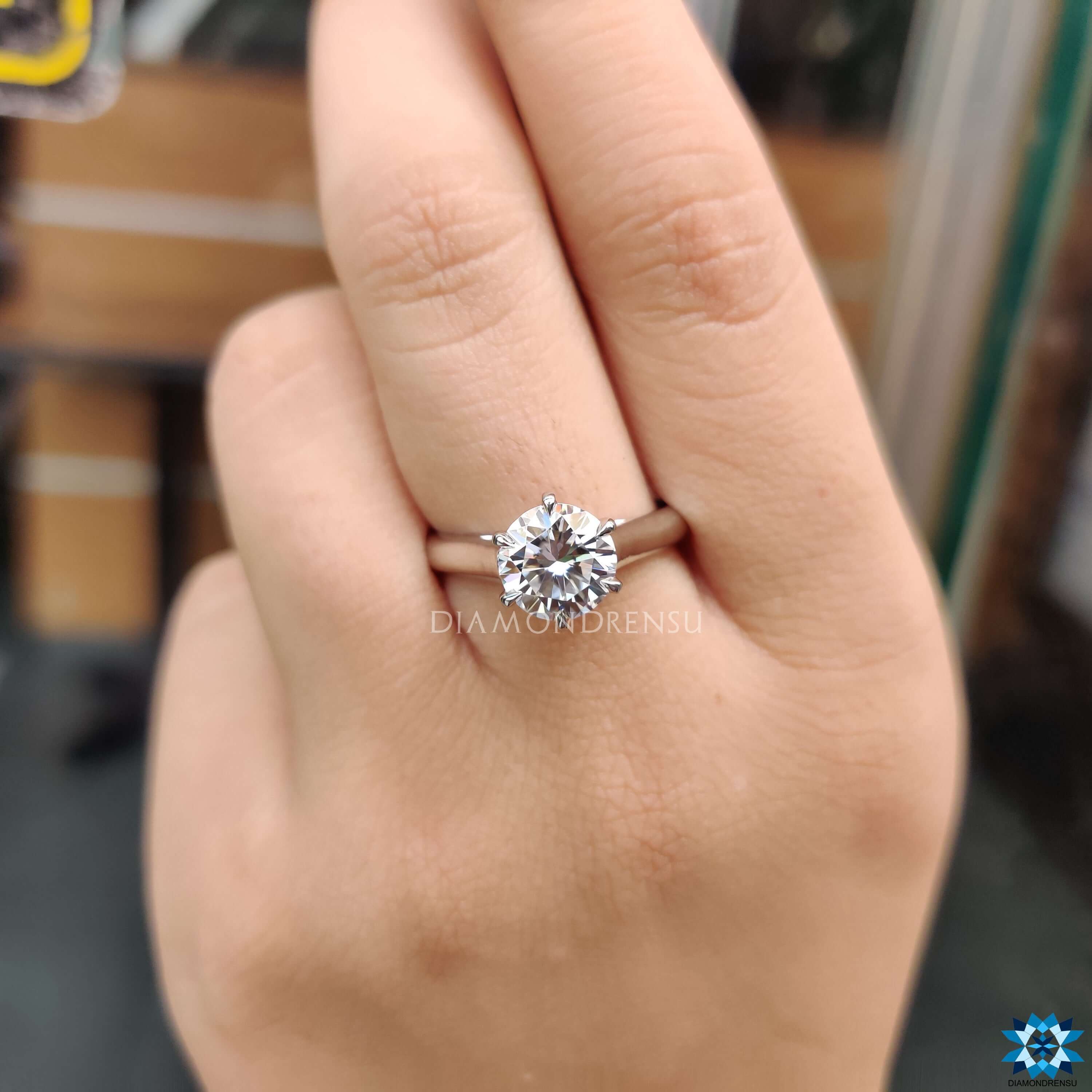 White Gold Engagement Ring with sleek shine.