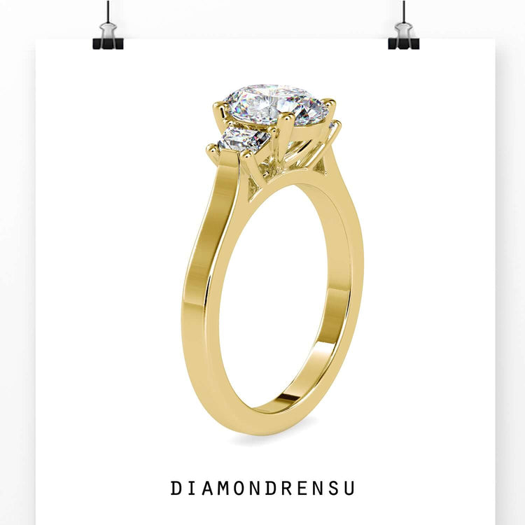 Buy engagement ring with three stone prong setting.
