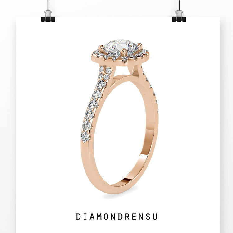 UK diamond ring with round pave band.
