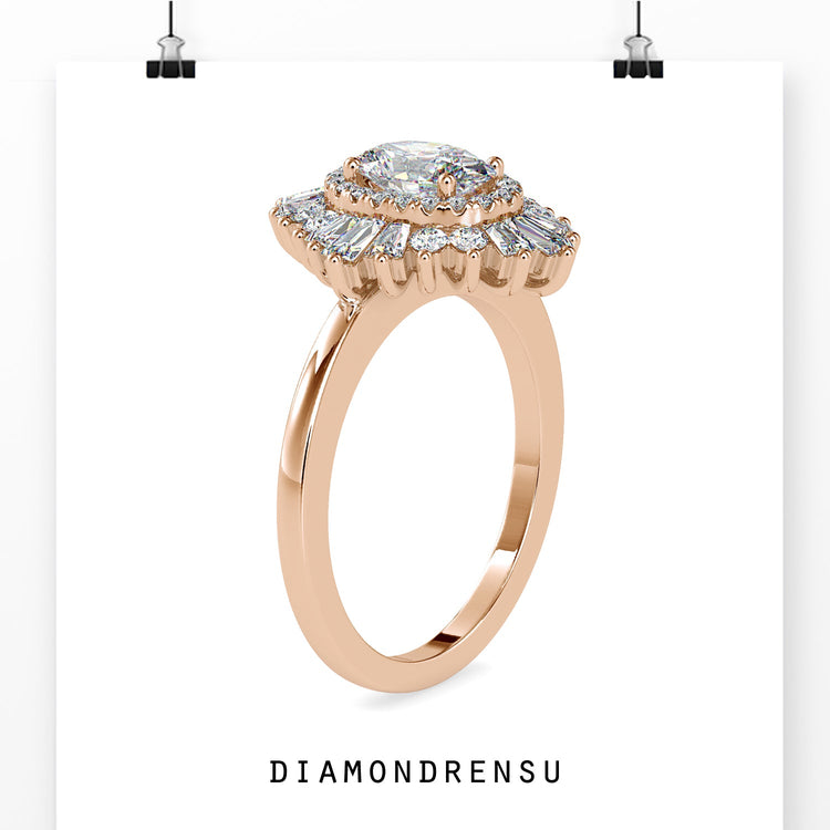 Custom design oval cut diamond ring UK made.
