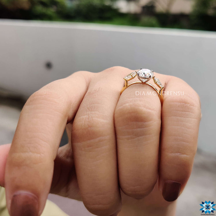 Handmade moissanite ring with prong setting.
