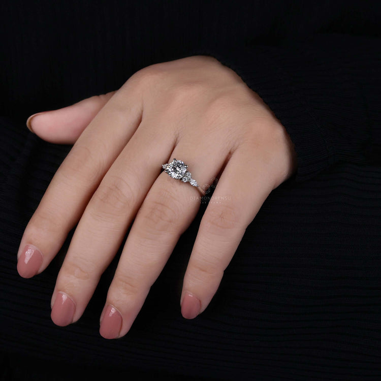Round brilliant cut diamond ring with a classic 4 prong engagement ring design for a sparkling statement.